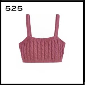 NWT 525 America Revolve Tiny Cable Knit Ribbed Cropped Tank in Mauve SZ L